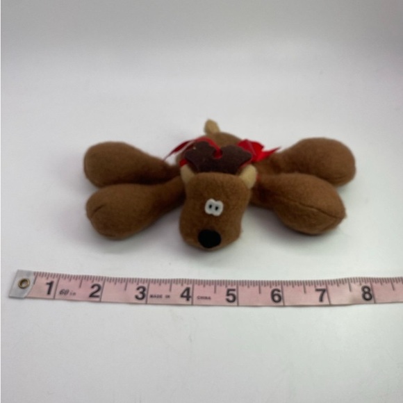 VTG HALLMARK Floppy RODNEY REINDEER Stuffed Animal Plush Toy Red Bow - Picture 7 of 7
